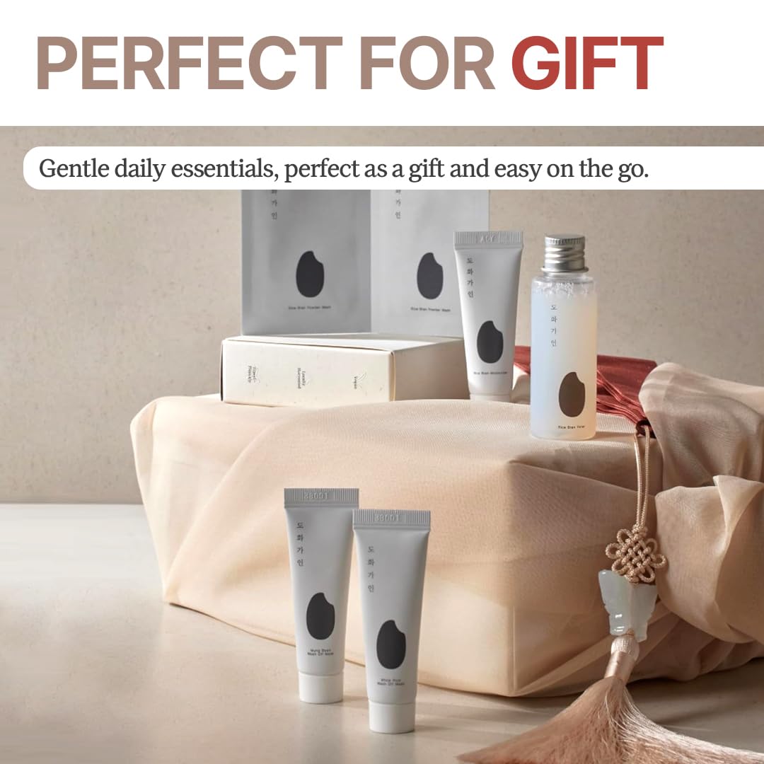 House of Dohwa Travel Kit – Essential TSA Friendly Skincare Sample Set – Gentle Exfoliating Cleanser, Hydrating Toner, M
