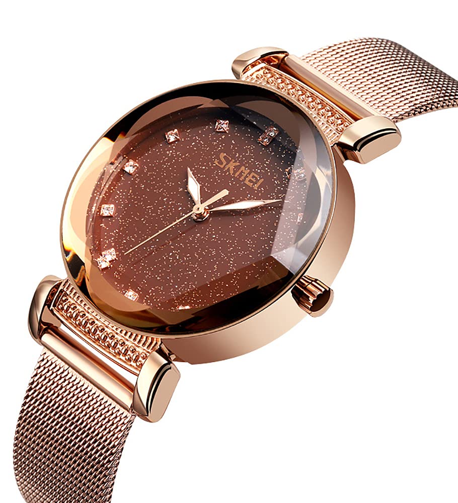 Gosasa Elegant Womens Quartz Watch, Crystal Dial Stainless Steel Mesh Watch – packaging and label