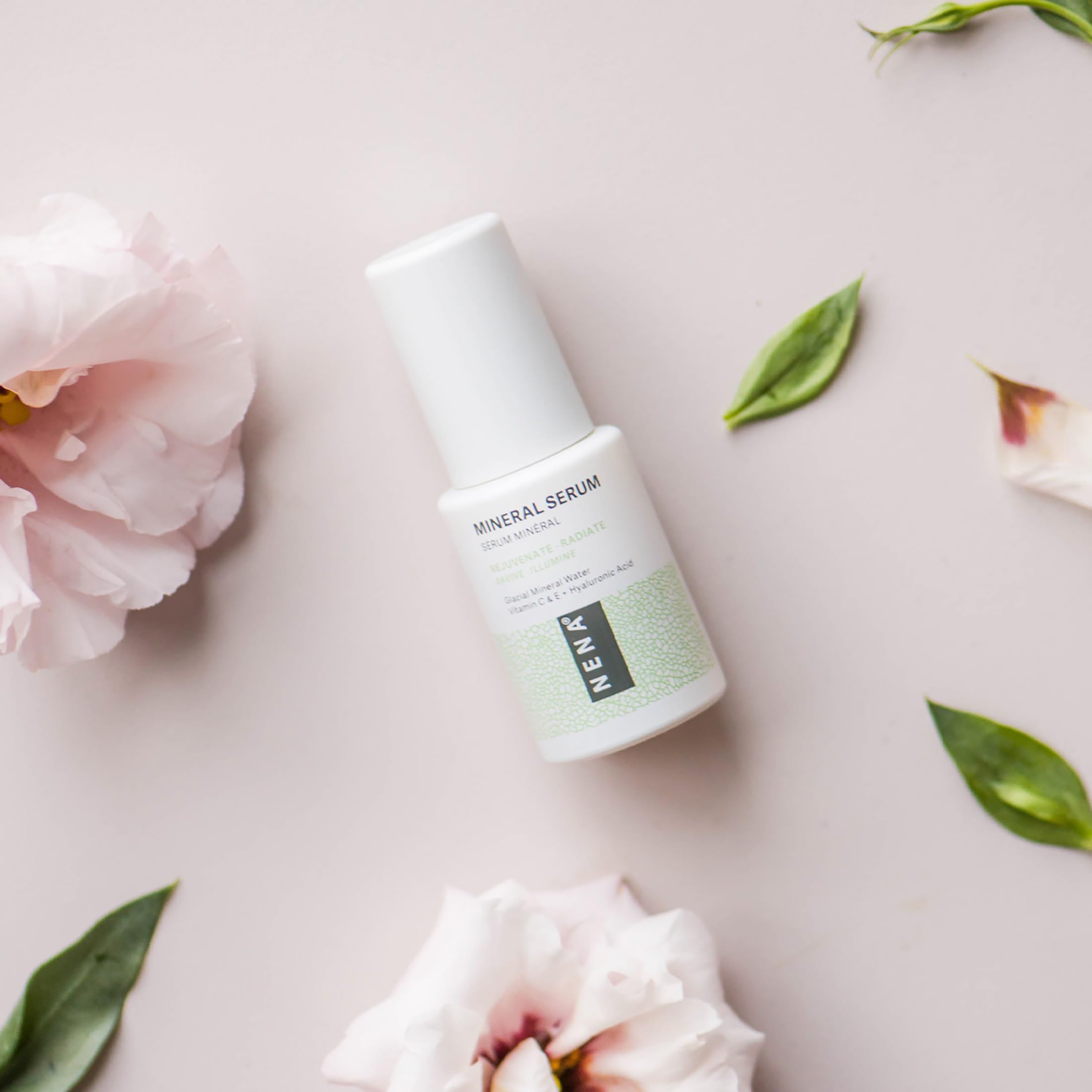 NENA Skincare Mineral Serum - Vitamin C Serum with Hyaluronic Acid - Face Lotion for Deep Hydration, Firmness and Elasticity - All Skin Types - 1 oz