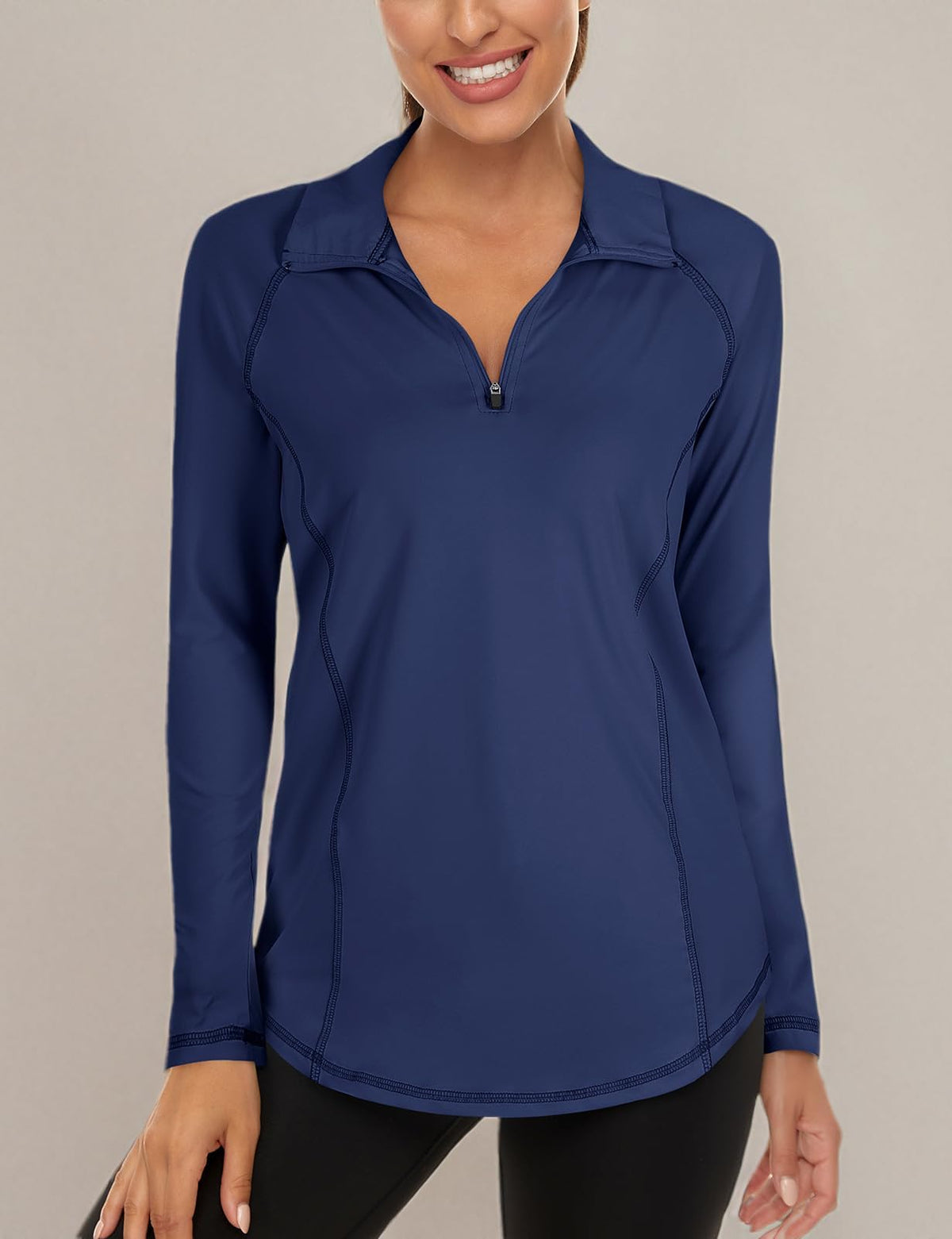 LURANEE Womens UPF 50+ Long Sleeve 1/4 Zip Pullover Athletic Hiking Running Workout Tops – alternate angle