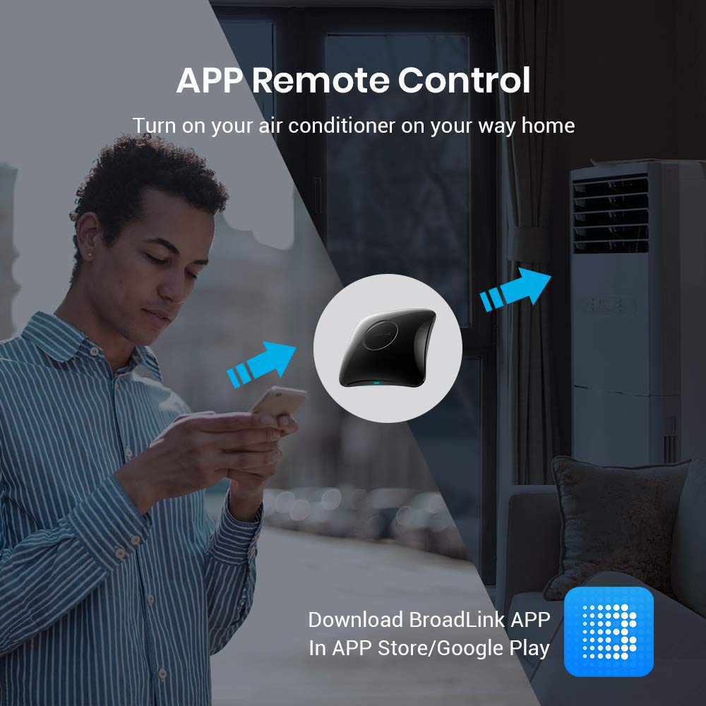 BroadLink RM4 pro Smart Home Hub with Sensor Cable, IR RF Universal Remote – close-up detail in Black