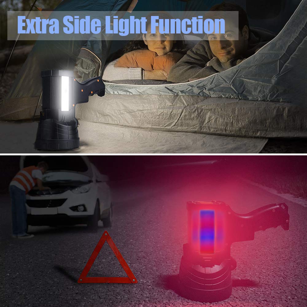 YIERBLUE Rechargeable Spotlight, Super Bright 2000,000 High Lumen LED Handheld Spotlight Long Lasting Large Flashlight S