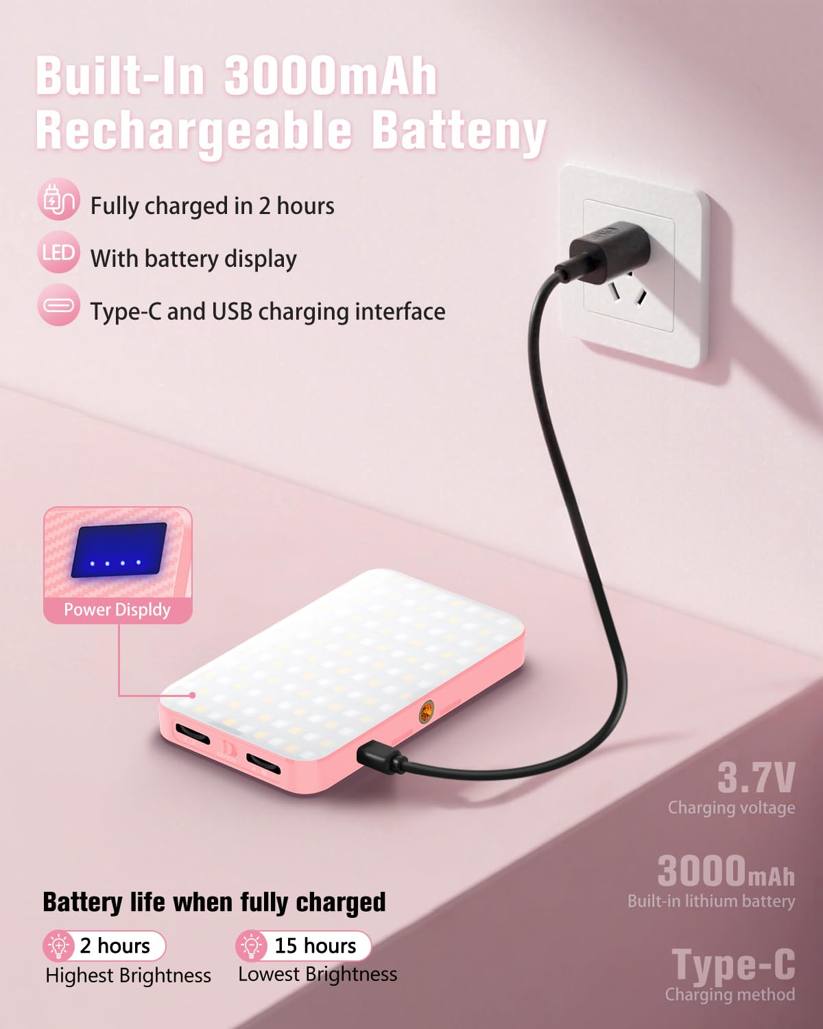 Auriani 168 LED Selfie Light for iPhone, Phone Light, 3000mah Rechargeable Picture Light Clip Portable Lights for Phone,