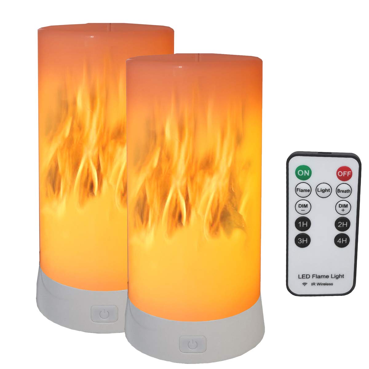 QLEE 2 Pack Led Flame Effect Lantern Light Usb Rechargeable Flameless Candle 4 Modes Remoted Flickering Flame Effect Moo