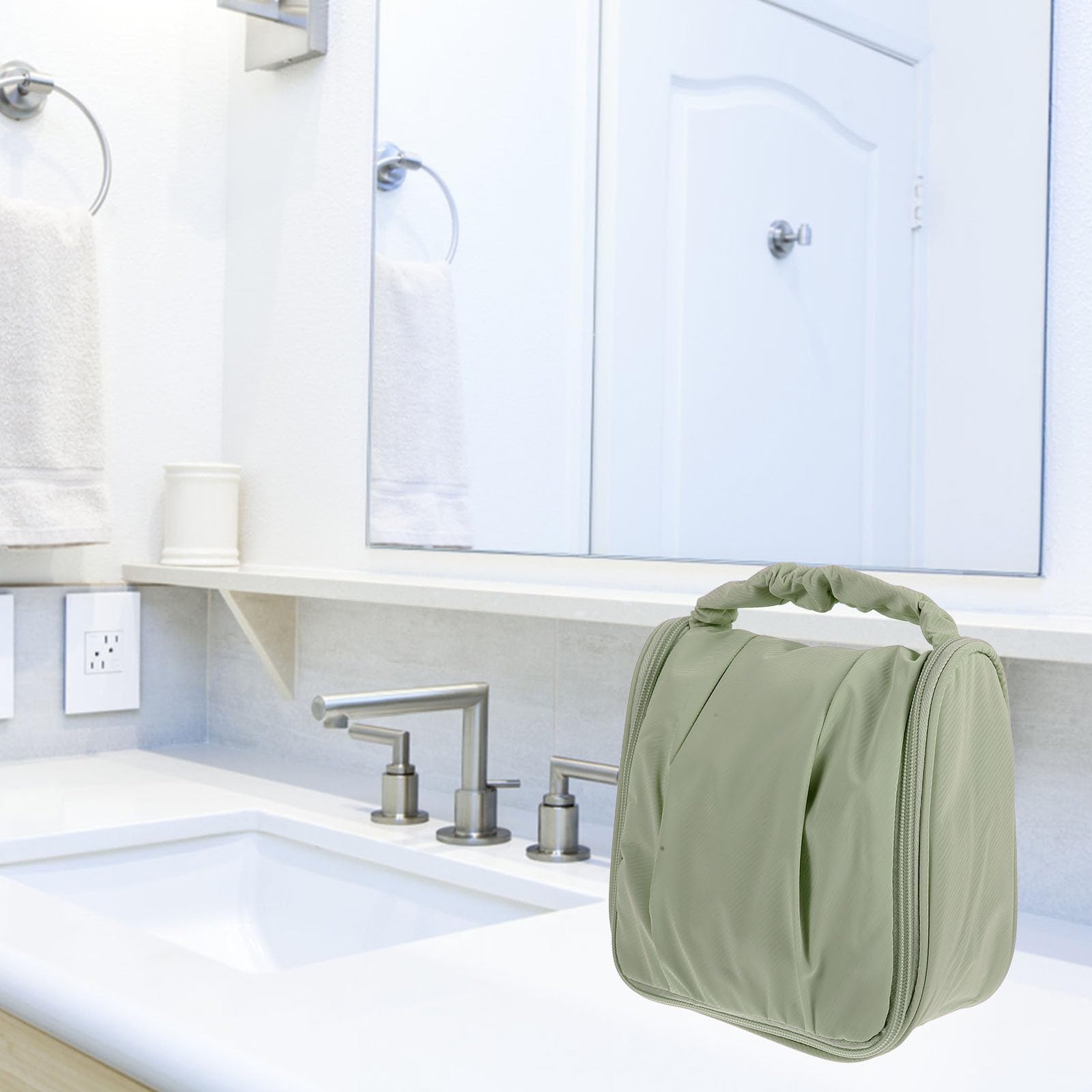 Healeved large capacity waterproof cosmetic travel bag with dry wet separation and portable makeup organizer for women.
