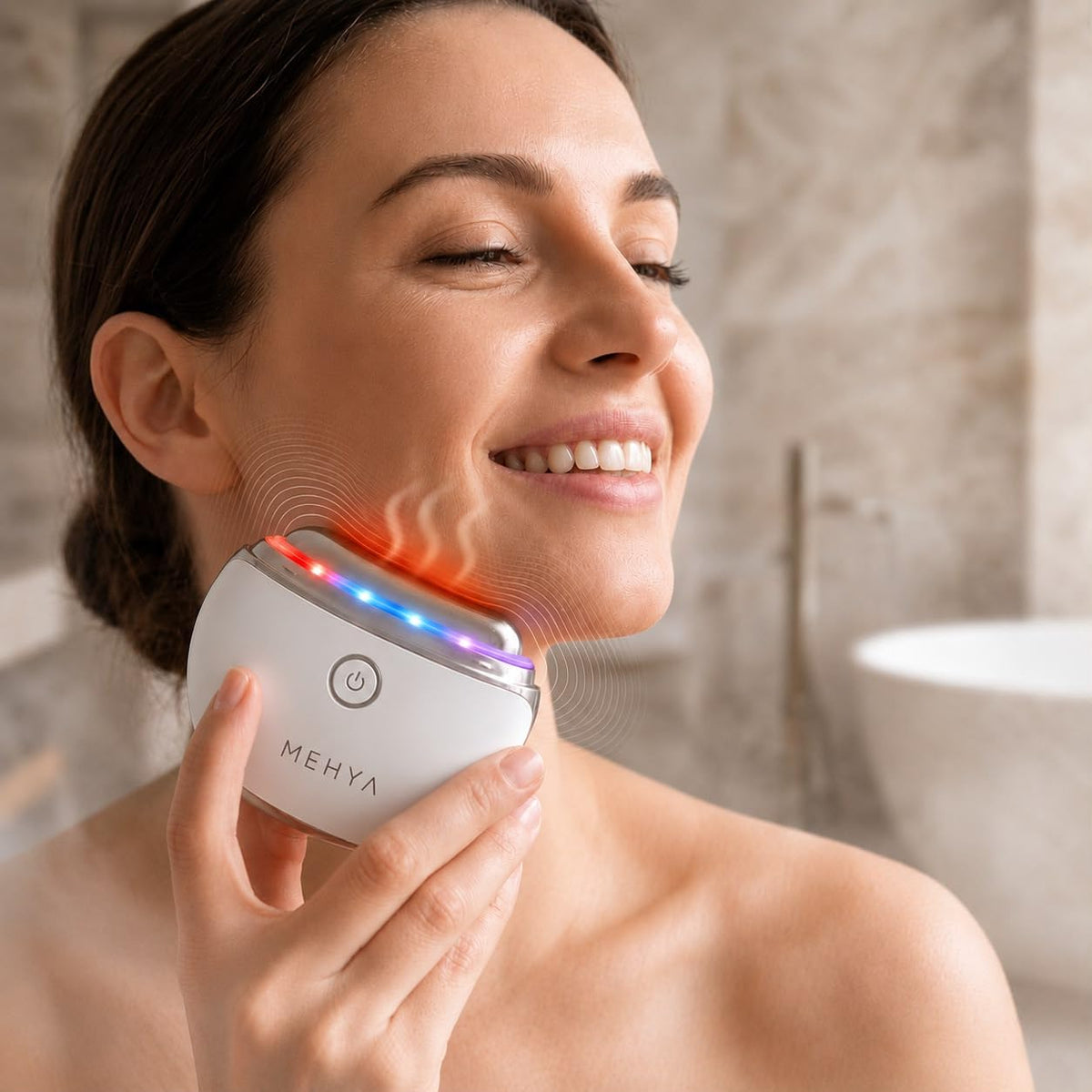 MEHYA Advanced Facial Massager – Professional Electric Gua Sha & Face Sculpting Tool with Heat, Vibration & Micro-Curren