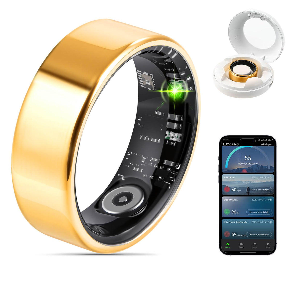FAHKNS Smart Health Ring for Women & Men,No Subscription Fee (Rose Gold,9#) – Rose Gold