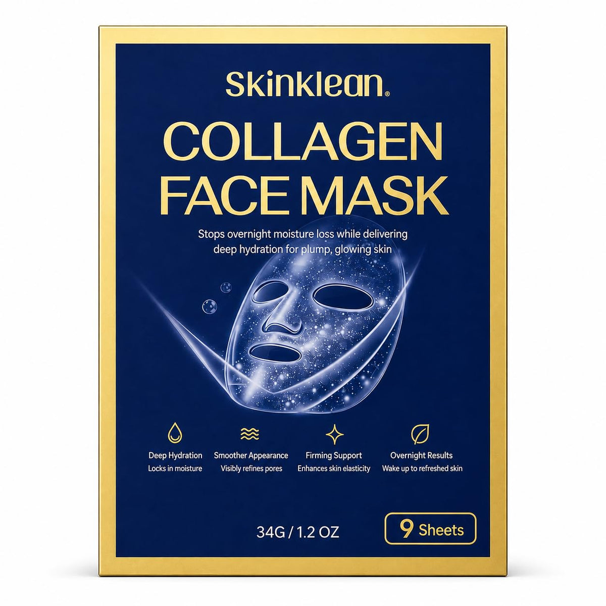 Kymezol SkinKlean Collagen Face Mask 9 Pack,Hydrating Sheet Masks for Women – product photo (Masks)
