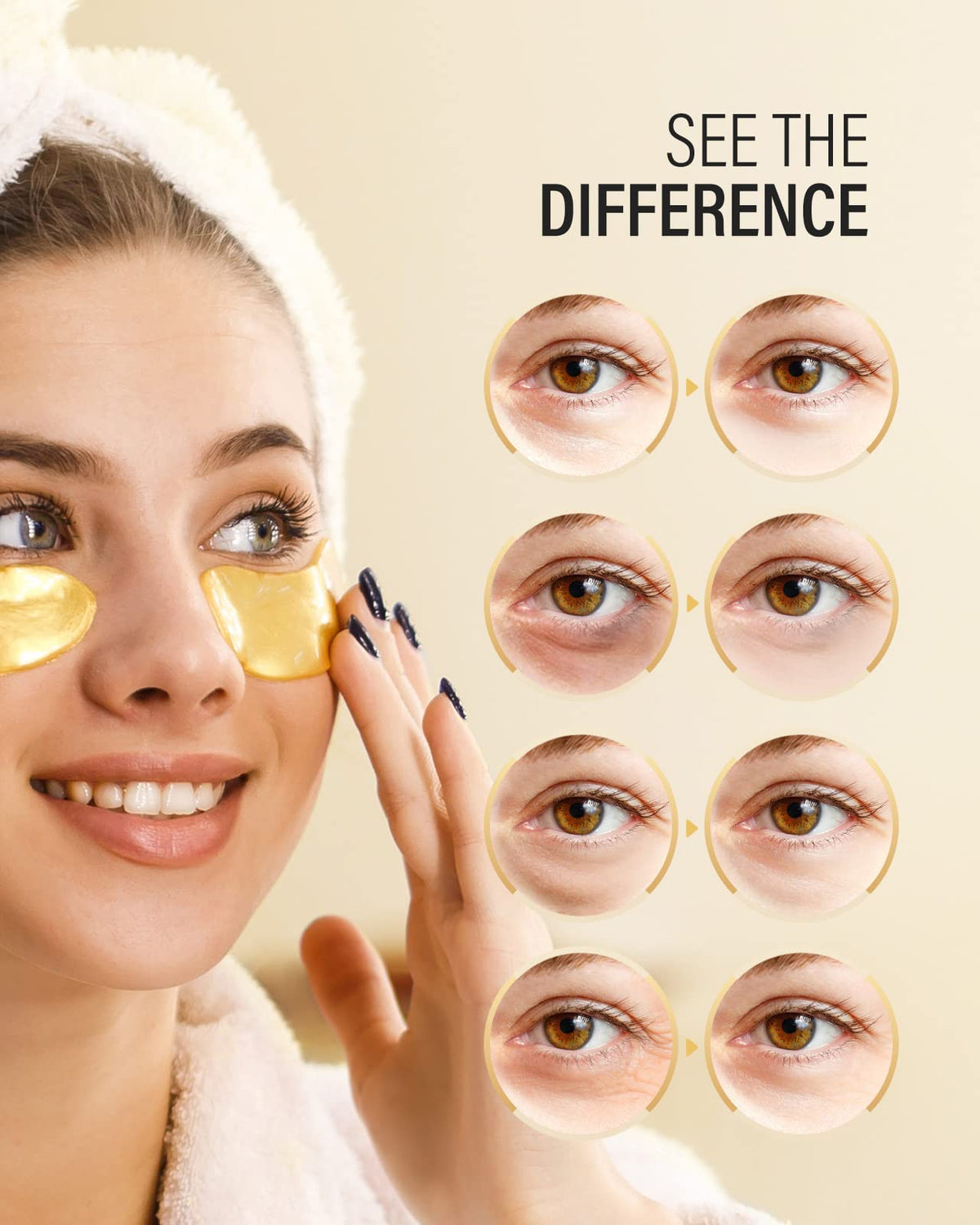 Maskiss 24k Gold Under Eye Patches (50 Pairs), eye mask, Collagen Skin Care Products, Eye Patches for Puffy Eyes, eye ma