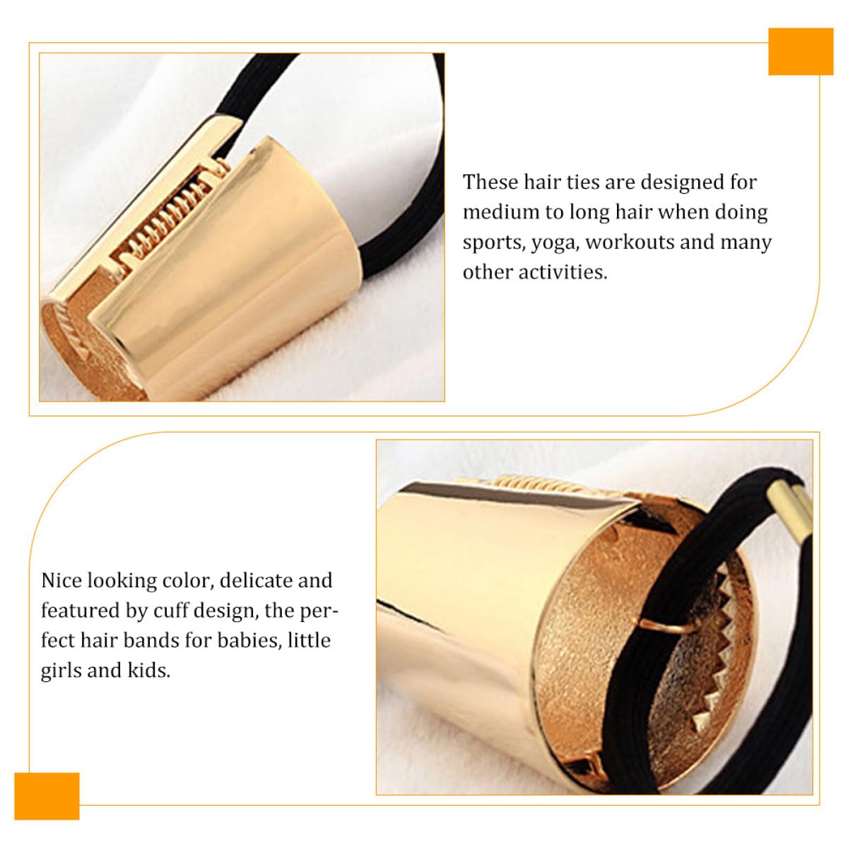 PLAFOPE Metal Hair Tie Gold Hair Elastic Ponytail Holder for Everyday Use and Styling