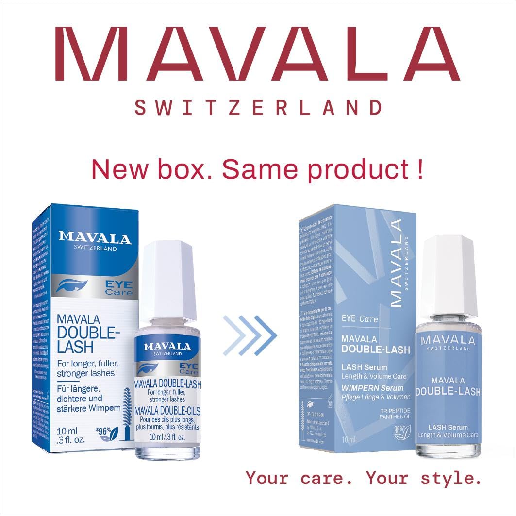 Mavala Double Lash Nutritive Eyelash Serum for the Appearance of Longer Lashes, Natural Looking, Denser Lashes + Eyebrows, 0.3 Ounce Bottle (1 Pack)