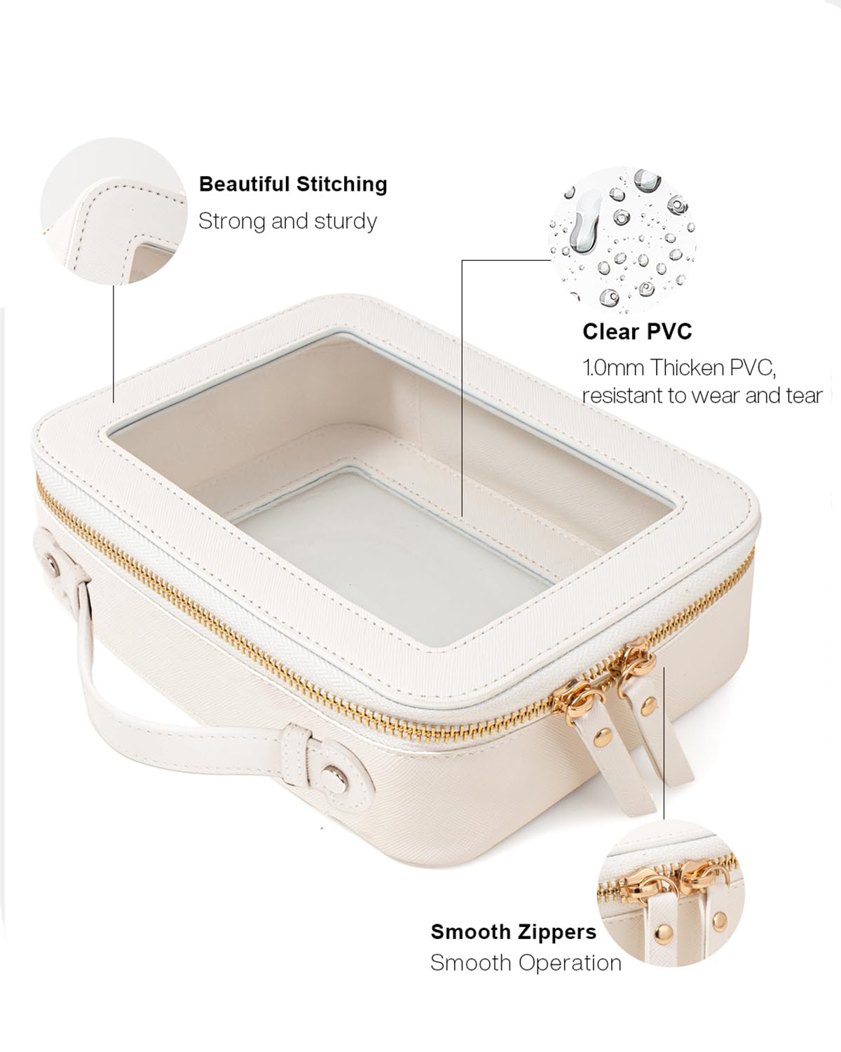 FFpaw Travel Clear Makeup Bag Set, TSA Approved Cosmetic Bag Case with Zipper Portable Makeup Pouch Toiletry Bag Traveli