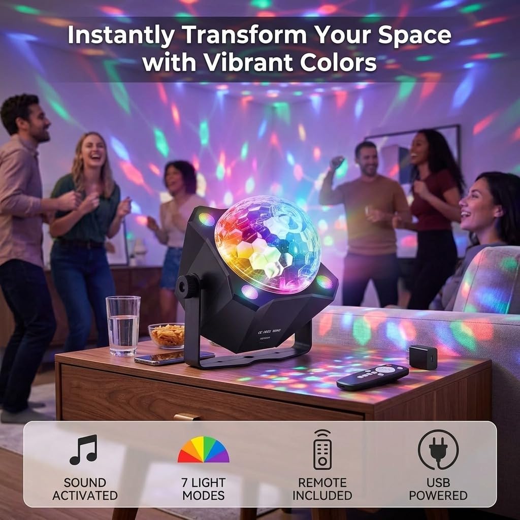 XINGCHAOMING Party Lights Disco Ball Light, LED 6 Color – close-up detail