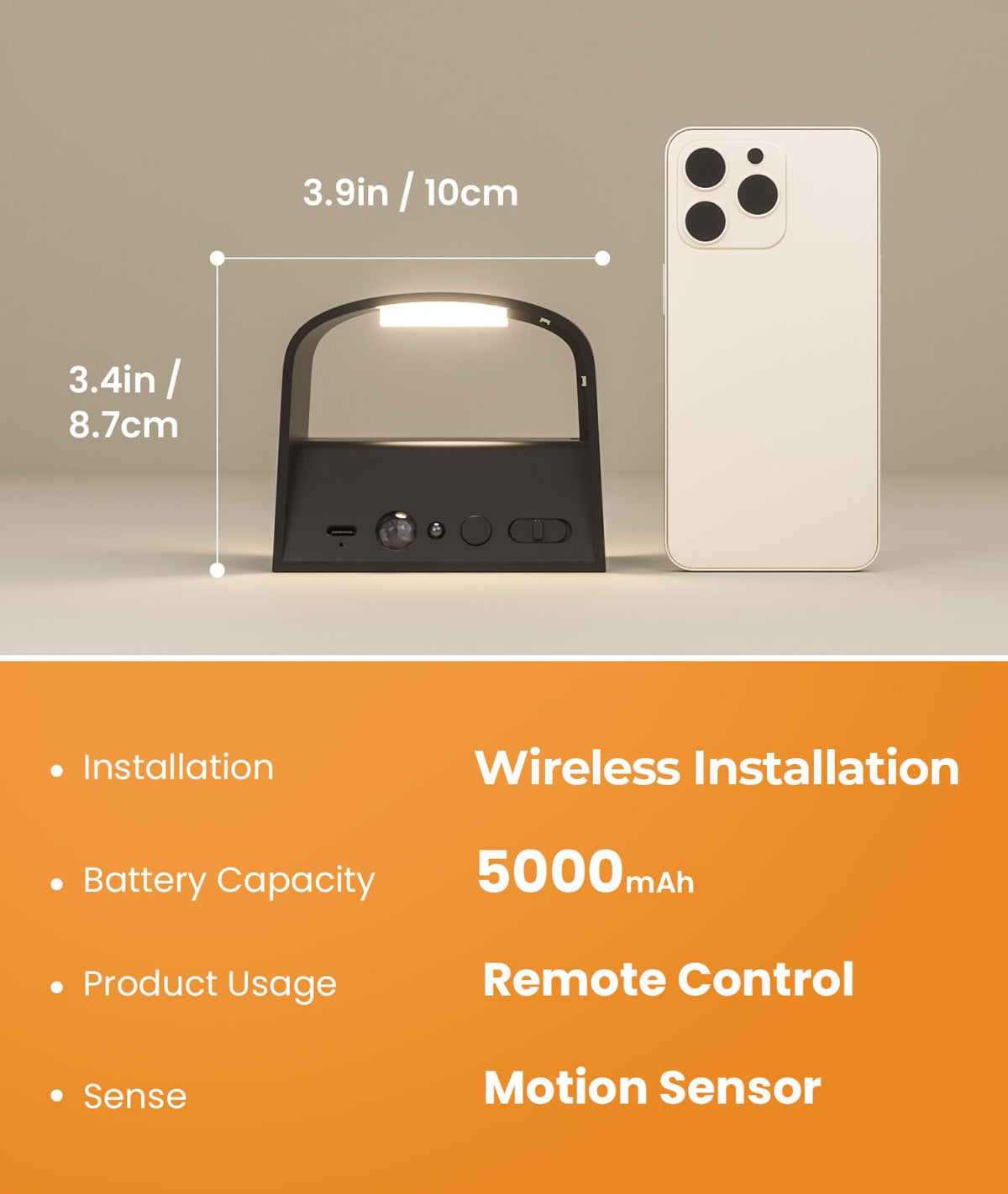 FULEN Motion Sensor Wall Light with Remote Control 3 Colors Wireless Wall Lamp LED Indoor Up and Down Wall Sconce 5000mA
