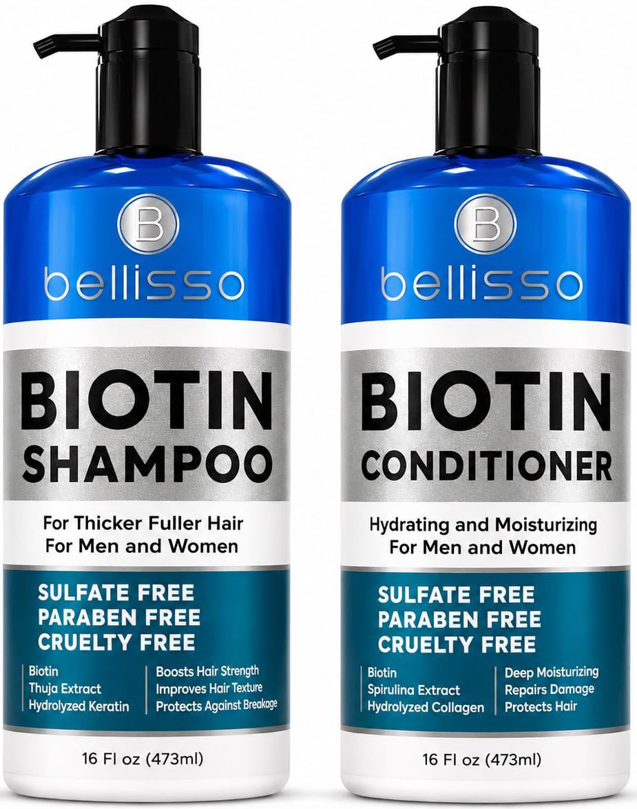 BELLISSO Biotin Shampoo and Conditioner Set - Sulfate & Paraben Free – product photo (Sets &amp; Kits)