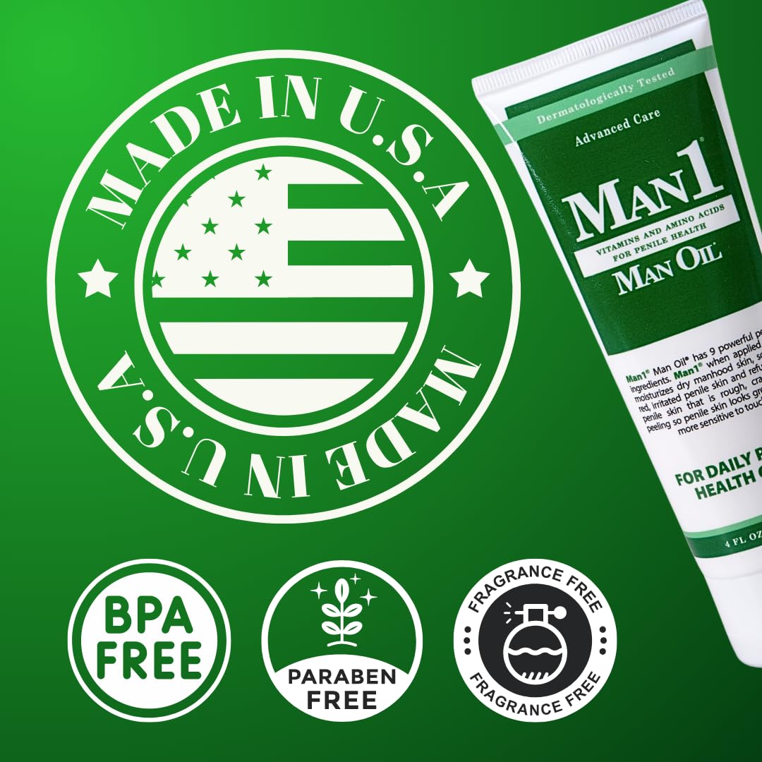 Man1 Man Oil Penile Health Cream - Advanced Care, treat dry, red, cracked, discolored, irritated or peeling male skin – 