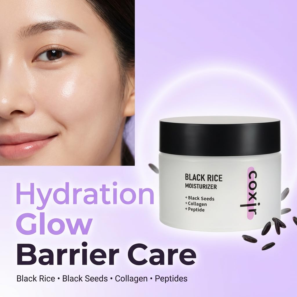coxir Black Rice Moisturizer Face Cream, Niacinamide, 1.69 fl.oz – close-up detail