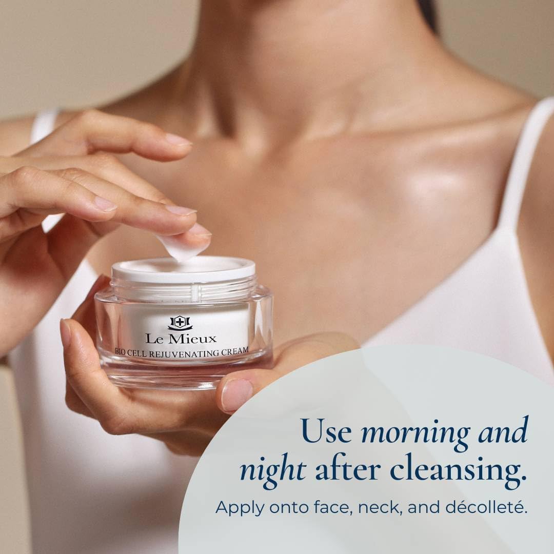 Le Mieux Bio Cell Rejuvenating Cream - Triple Peptide Facial Moisturizer with Hyaluronic Acid, Squalane & Rose Hip, Nigh