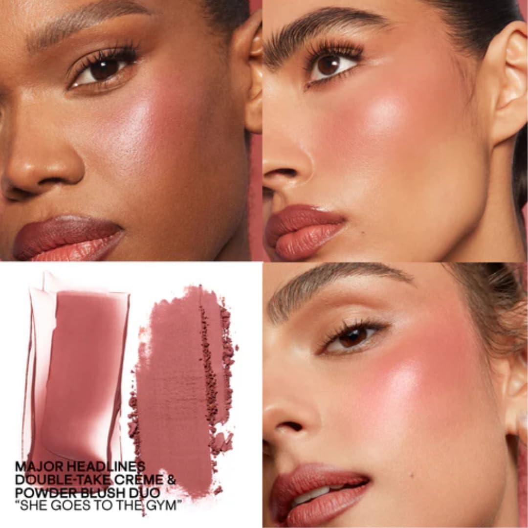 Patrick Ta Double-Take Mini Blush Duo, She Goes to the Gym, Cream and Powder, 0.25 Ounce, Natural Radiant Finish – packa