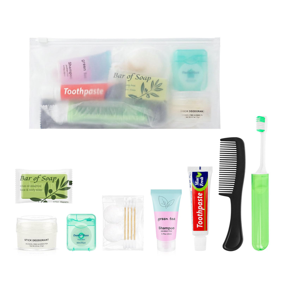 skourvut 1 Homeless Kit Bulk Toiletry Kit Travel Size Toiletries Bulk Hygiene Kits – Cotton, Pack of 1