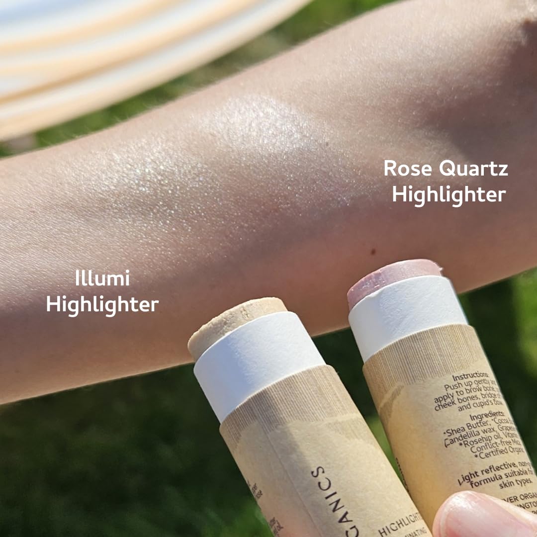 Vegan Highlighter Stick – Zero Waste, Natural & Organic Makeup | Dewy, Hydrating Glow for Face & Body | Plastic-Free, Ec