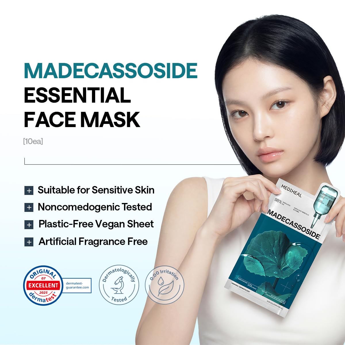 MEDIHEAL Madecassoside Essential Face Sheet Mask, Blemish Repair (10ea) – packaging and label