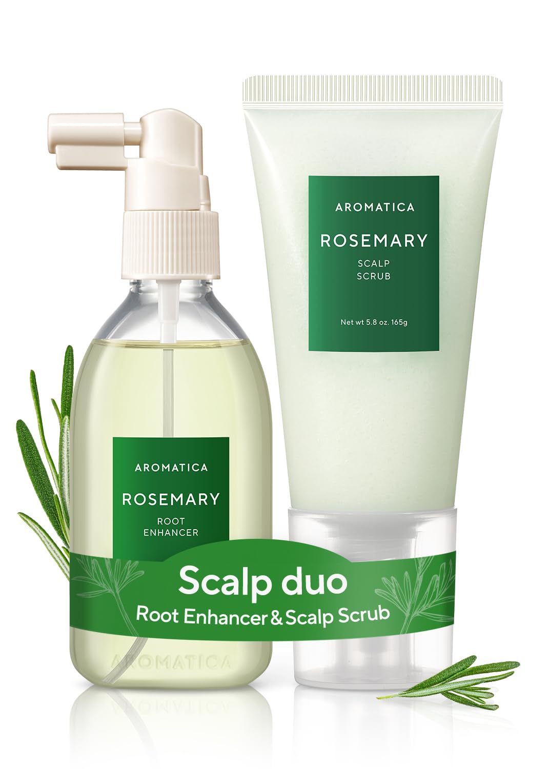AROMATICA Rosemary Root Enhancer And Scalp Scrub Korean Hair Care Set – product photo (Sets &amp; Kits)