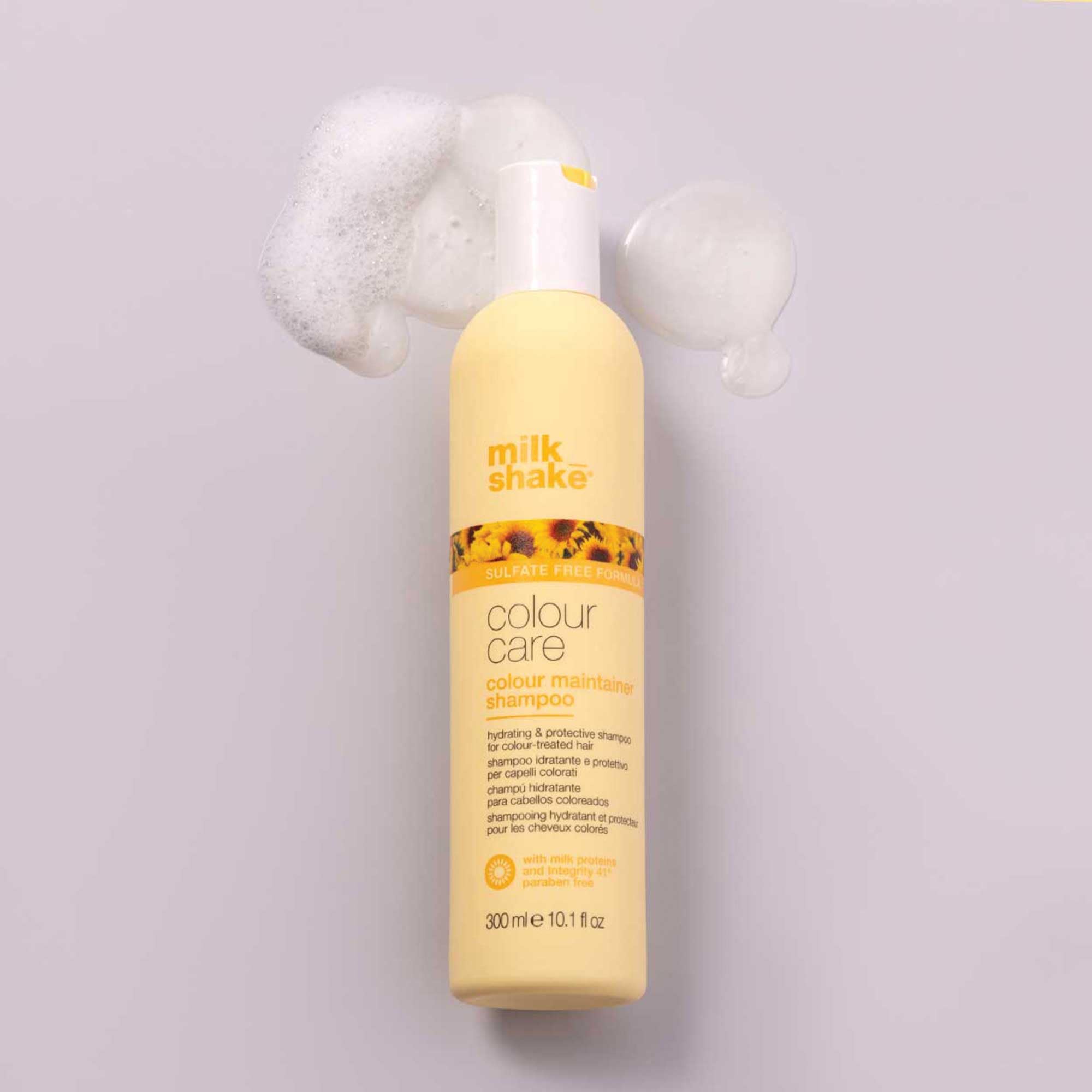 milk_shake Color Care Color Maintainer Shampoo bottle, 10.1 oz, with label showing product details and vibrant packaging.