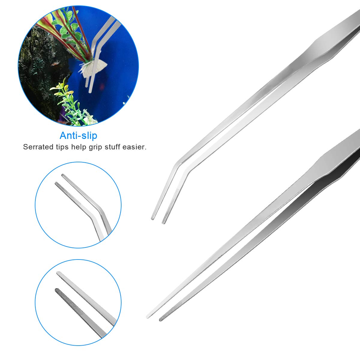 Extra Long Aquarium Aquascaping Tools Kit 8 in 1, Liveek Stainless Steel Aquarium Plant Tools Long Fish Tank Aquascape T