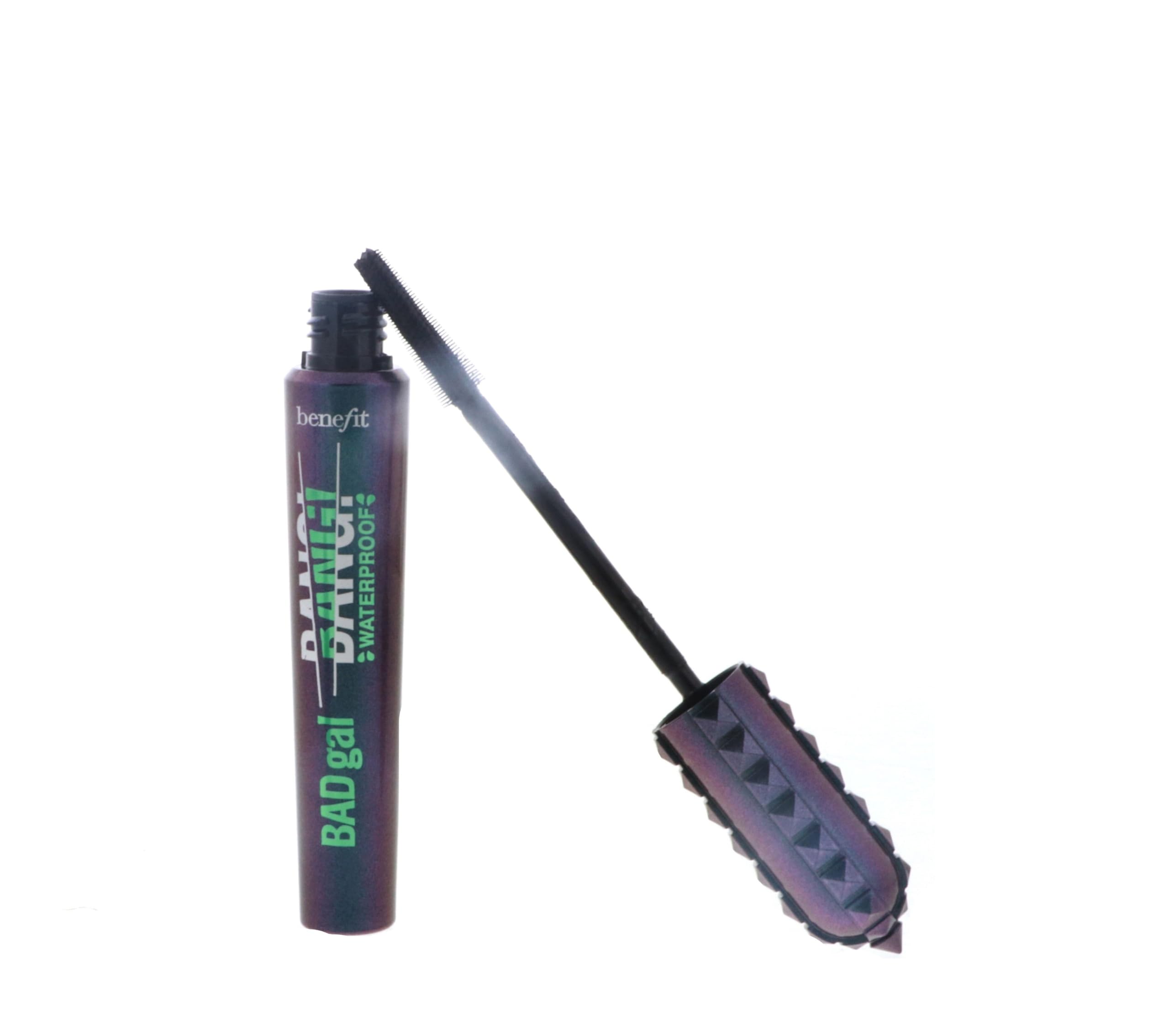 Benefit Badgal Bang! Waterproof volumizing mascara in 0.3 ounces, featuring a sleek black tube and a mascara brush applicator.