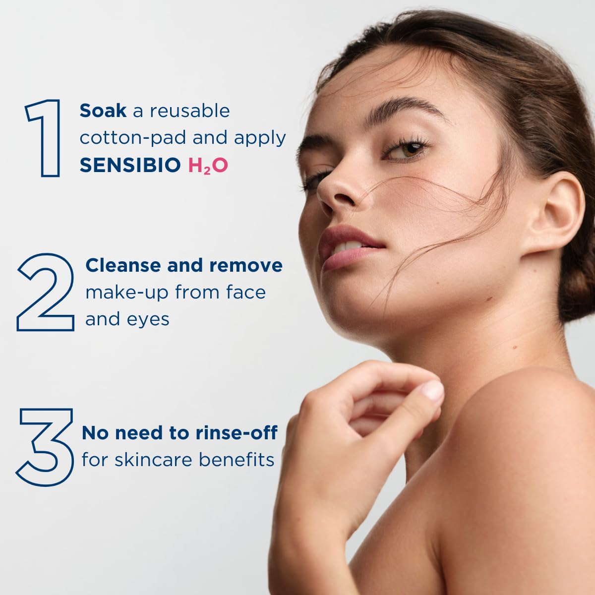 Bioderma Sensibio H2O Micellar Water cleanser for sensitive skin, removing makeup and dirt gently from the face.