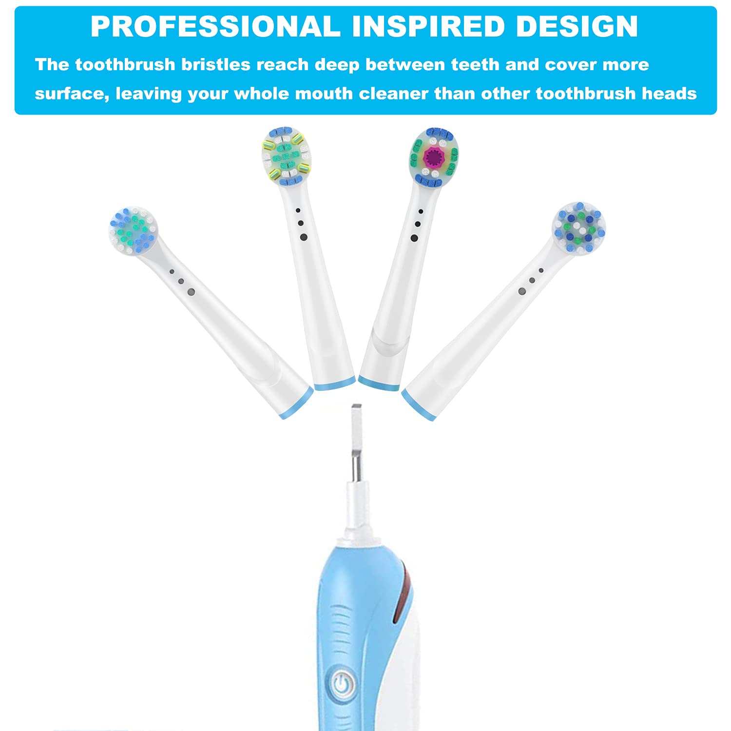CHOKMAX 16-pack Oral-B compatible toothbrush heads, replacement brush heads for electric toothbrushes, showing bristles and brand logo.
