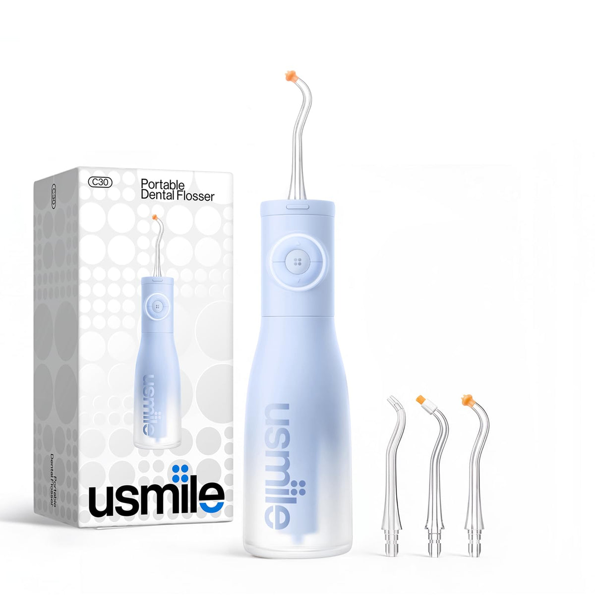 usmile C30 Cordless Water Flosser, 300ml Tank, 5 Modes, IPX7, Blue – Blue, Abs Plastic, Silicone, Stainless Steel