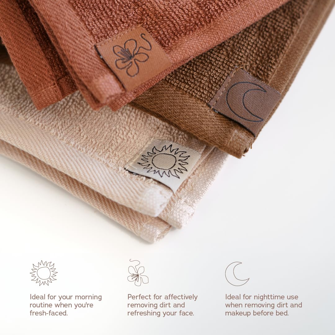 SWEET JULY Skin Face Towel Set Day & Night, Makeup Removal, 100% Cotton, Soft, Absorbent, Daily Use, Pack of 6 – full vi