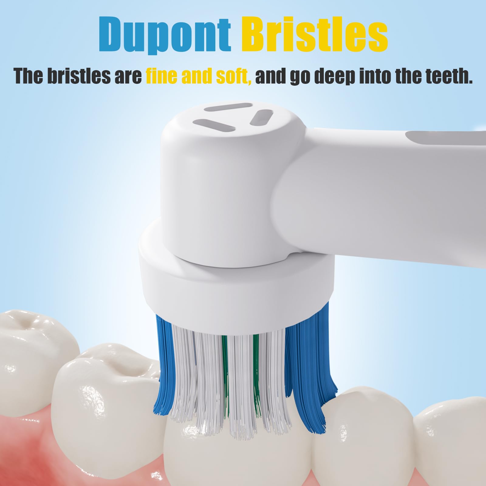 Set of 8 GENKENT replacement heads for Oral-B Braun electric toothbrush, featuring soft bristles for effective cleaning.