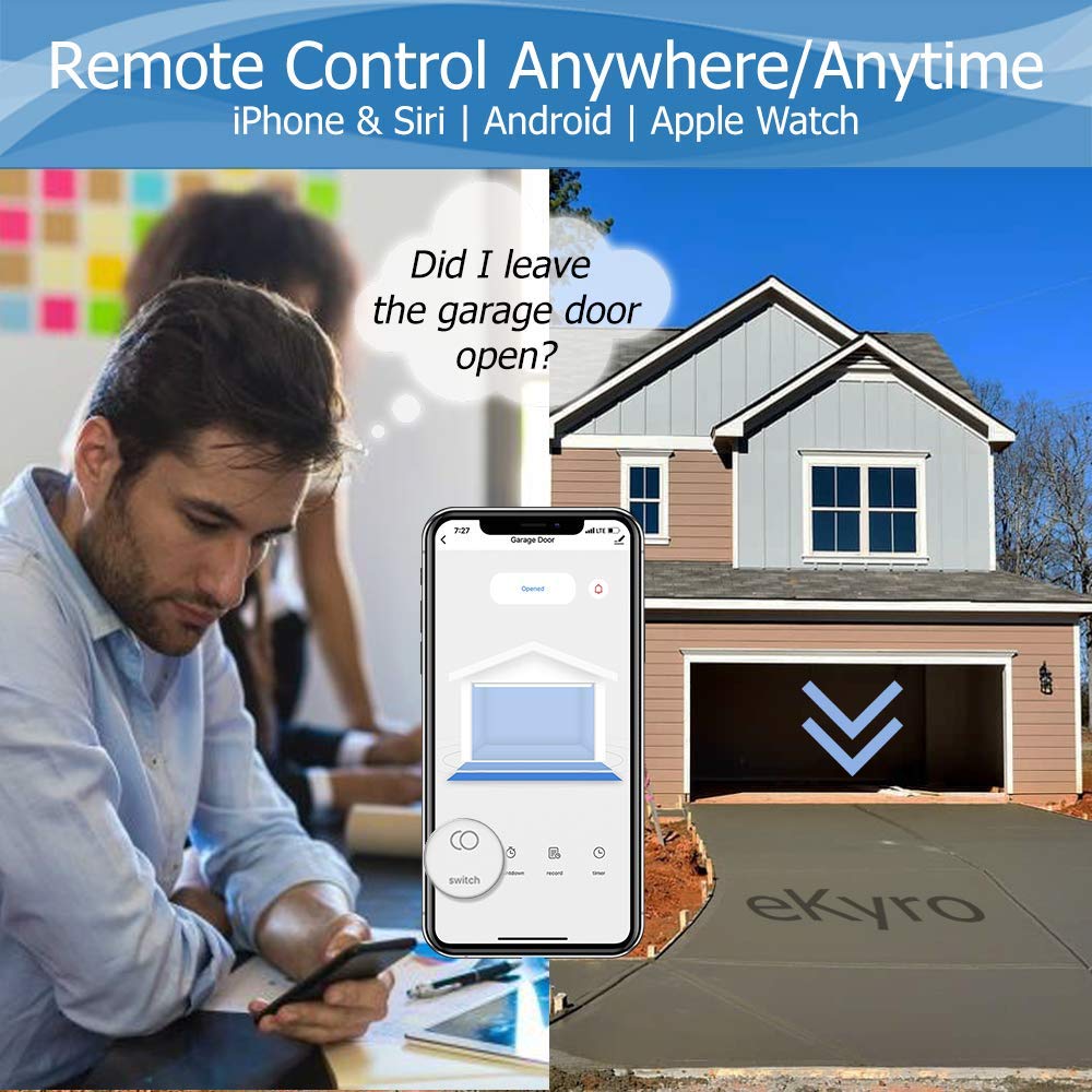 eKyro Smart Garage Door Opener - Universal WiFi Remote Controller Compatible with Alexa, Google Home, iPhone, Siri, Andr