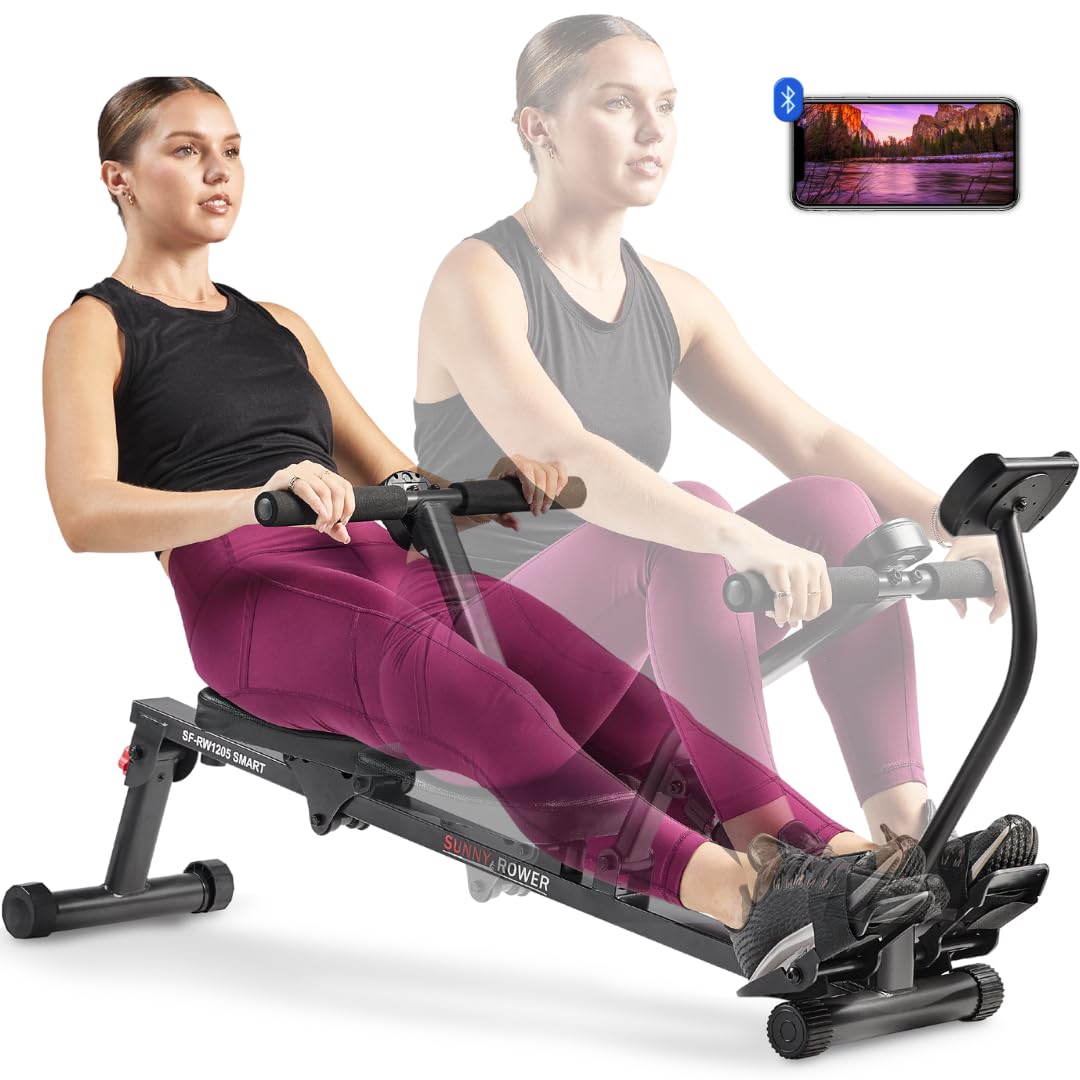 Sunny Health & Fitness Compact Hydraulic Rower with 12-Level Resistance – product photo (Rowers)