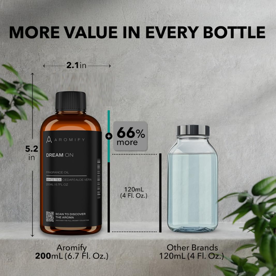 Aromify Dream On diffuser oil bottle, 6.7 fl oz, essential oil with hotel scent, displaying the Aromify brand label.