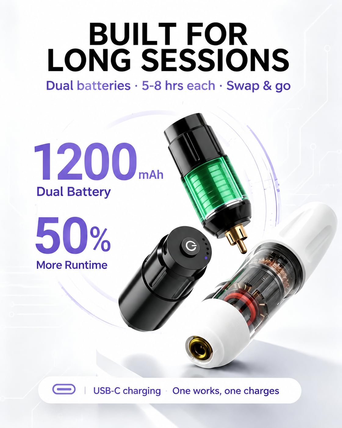 POSEIDON Wireless Tattoo Gun Kit with 2 Batteries for Beginners & Artist – product photo (Tattoo Kits)