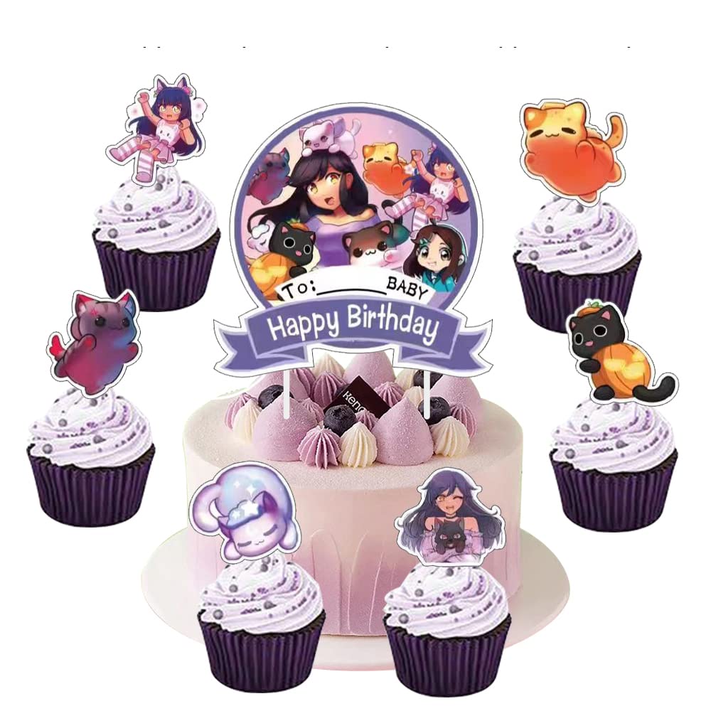 Jlemon 91 pcs Cat Game Birthday Party Supplies Plushies Cat Theme Birthday Party Supplies Set with Tablecloth,Plates,Nap