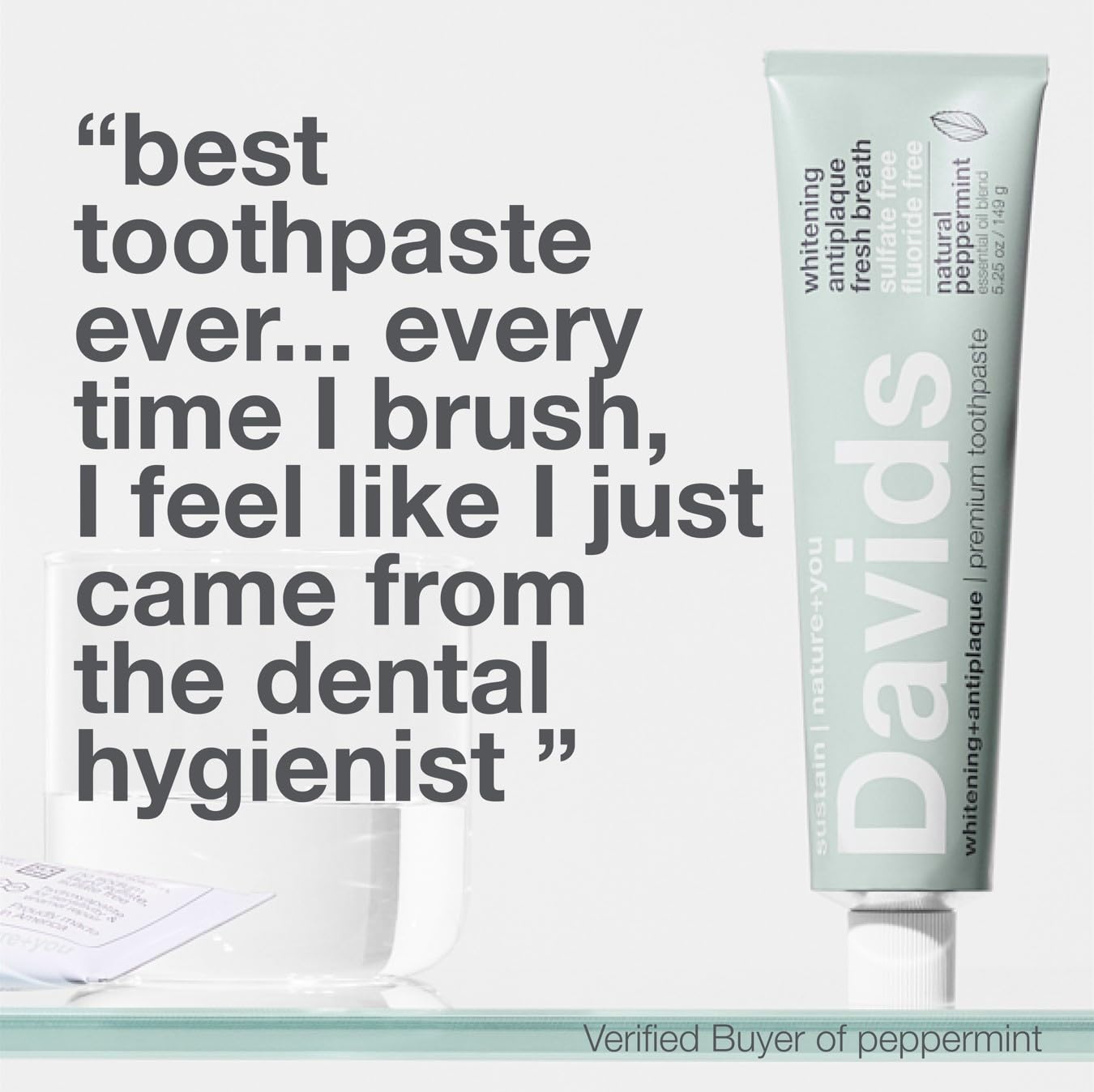 Davids Fluoride Free Toothpaste Teeth Whitening SLS Free Peppermint 5.25oz