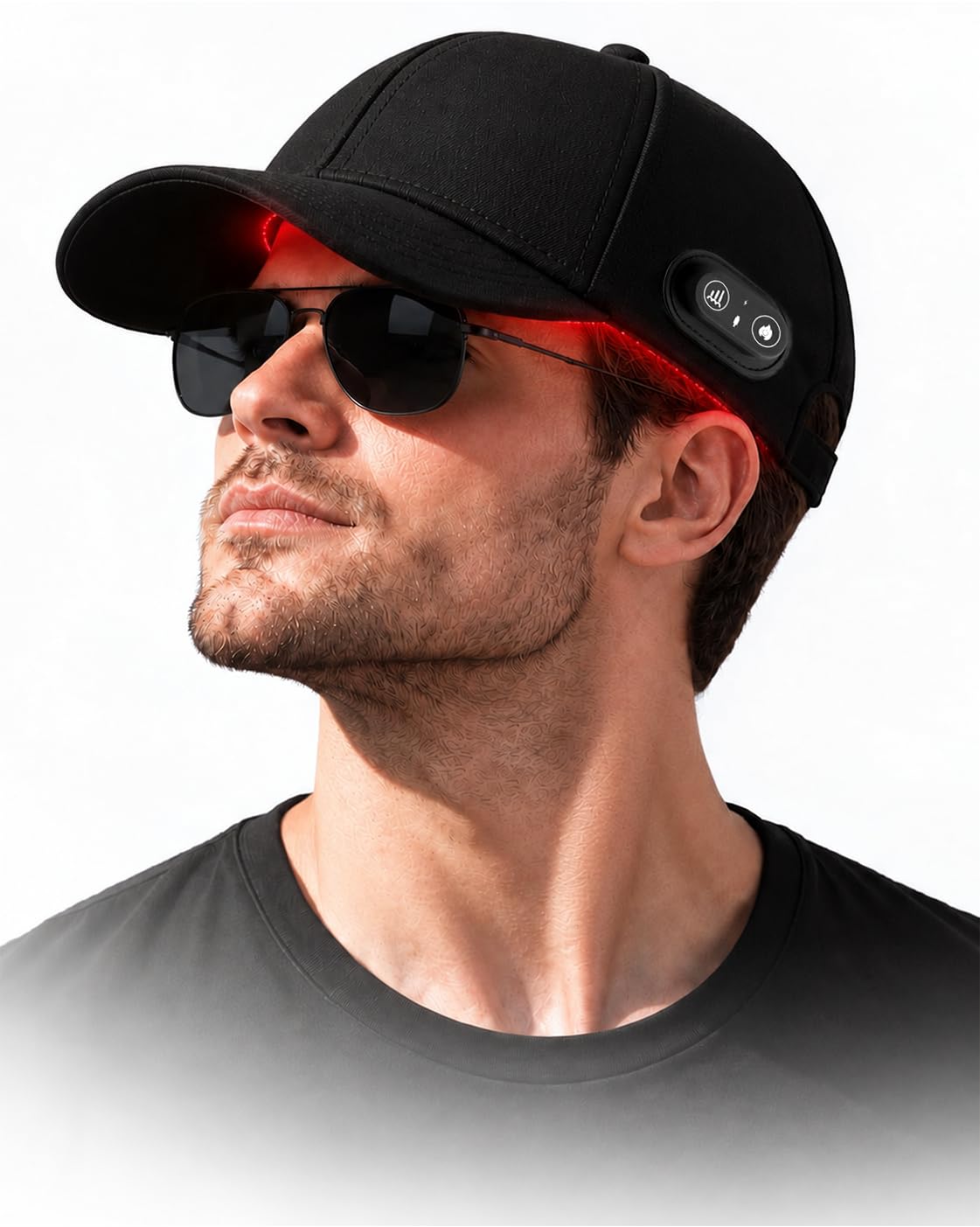 JVKOOL Red Light Therapy Cap for Hair Care - Black Cordless Rechargeable Scalp Care Cap with Gentle Warmth, 20-Min Auto 