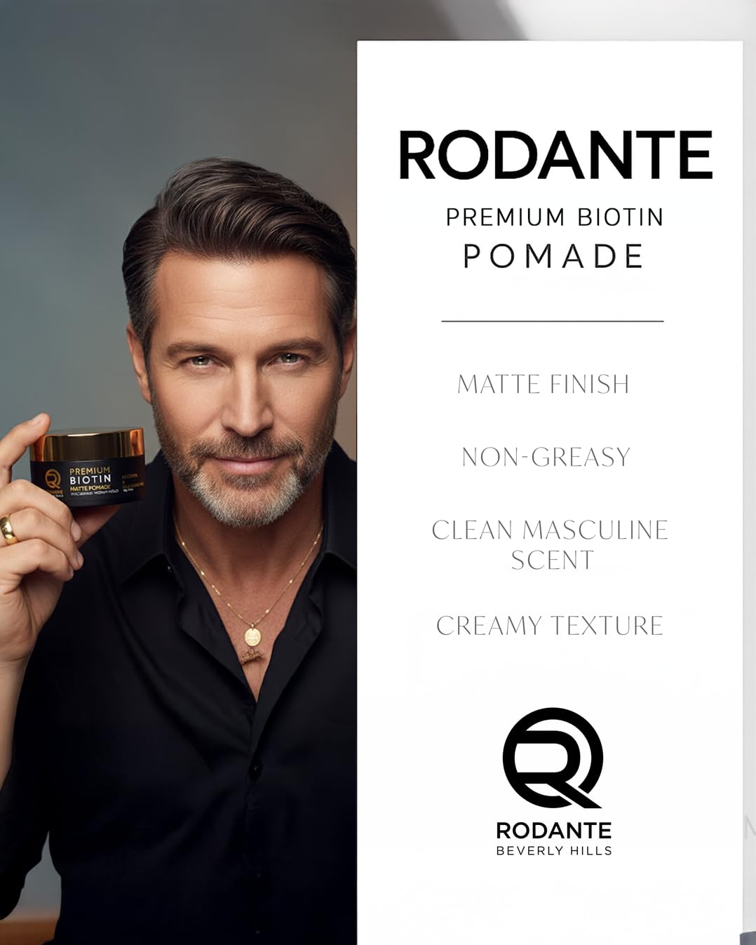Rodante Beverly Hills Biotin Matte Cream Texture Paste Clay Pomade, Premium Thickening Cream Medium Hold & Anti Hair Los