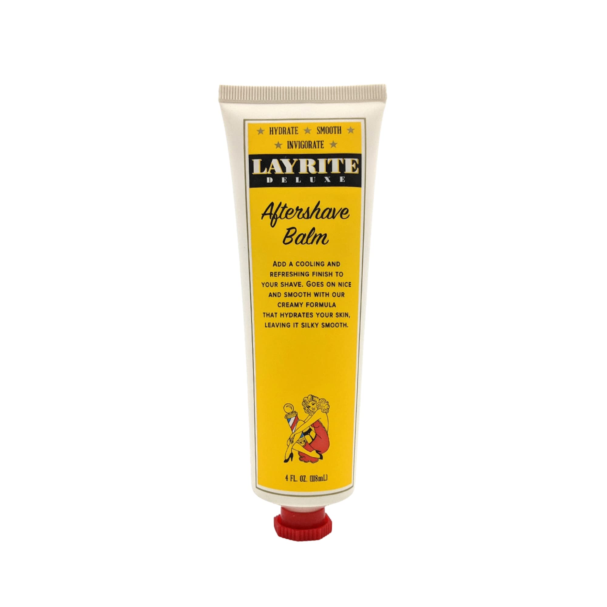 Layrite Deluxe Aftershave Balm, a soothing shaving agent in a white jar with a black lid, suitable for post-shave skin comfort.