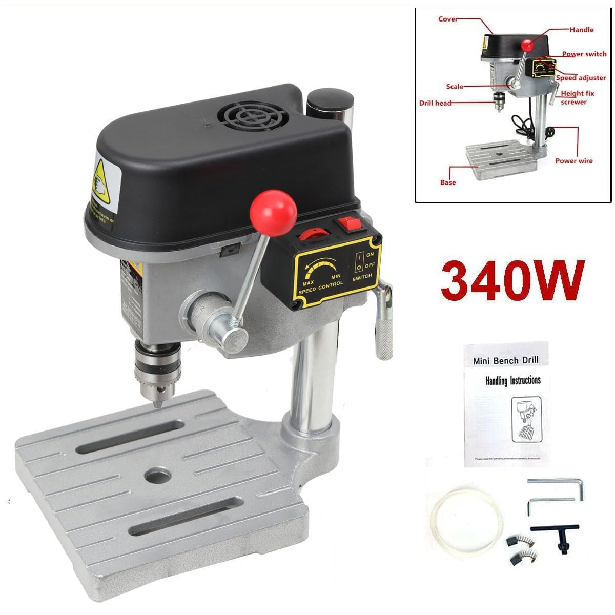 3 Speed Benchtop Drill Press Electric Bench Wood Drilling - EWANYO Official Imagery - 5