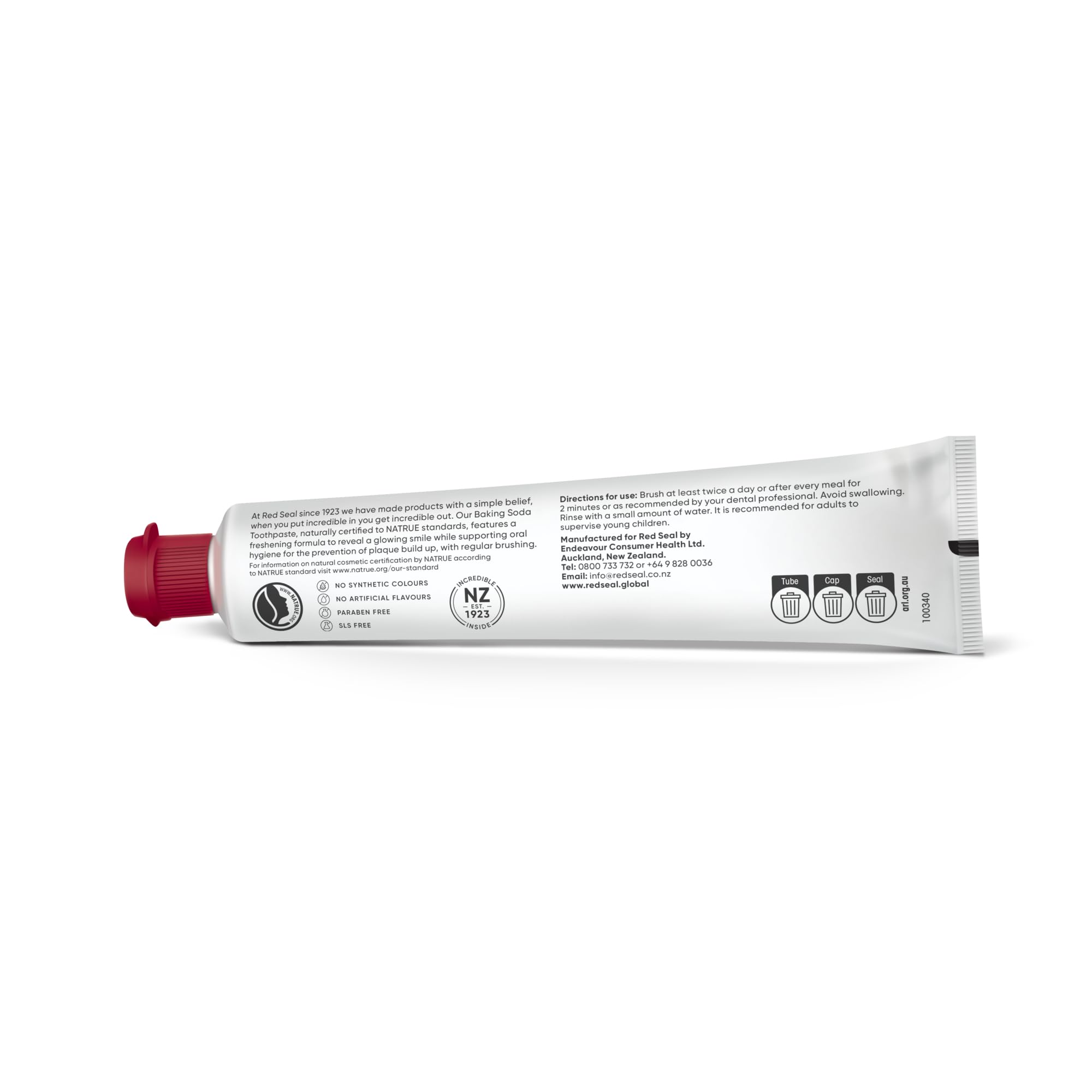Red Seal Fluoride Free Toothpaste - Baking Soda - Herbal & Mineral Formula, Vegan-Friendly, Cruelty-Free, SLS and Paraben-Free, No Artificial Flavors, NATRUE Certified Natural, Dry Mouth Relief