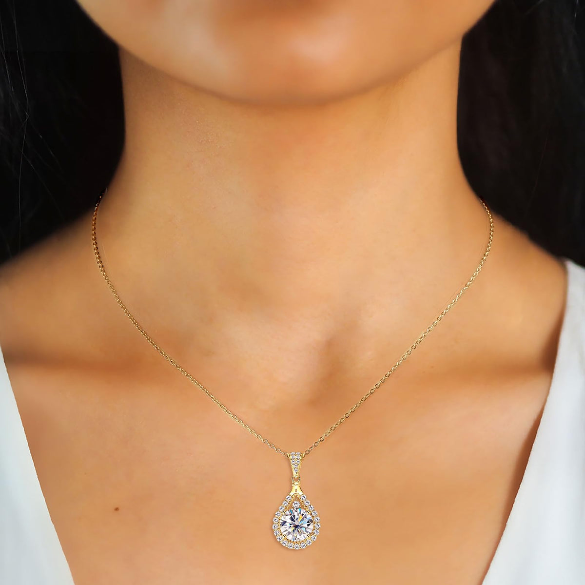 1 3CT Moissanite Engagement Pendant Necklace for Women - PROSTORY Official Imagery - 3