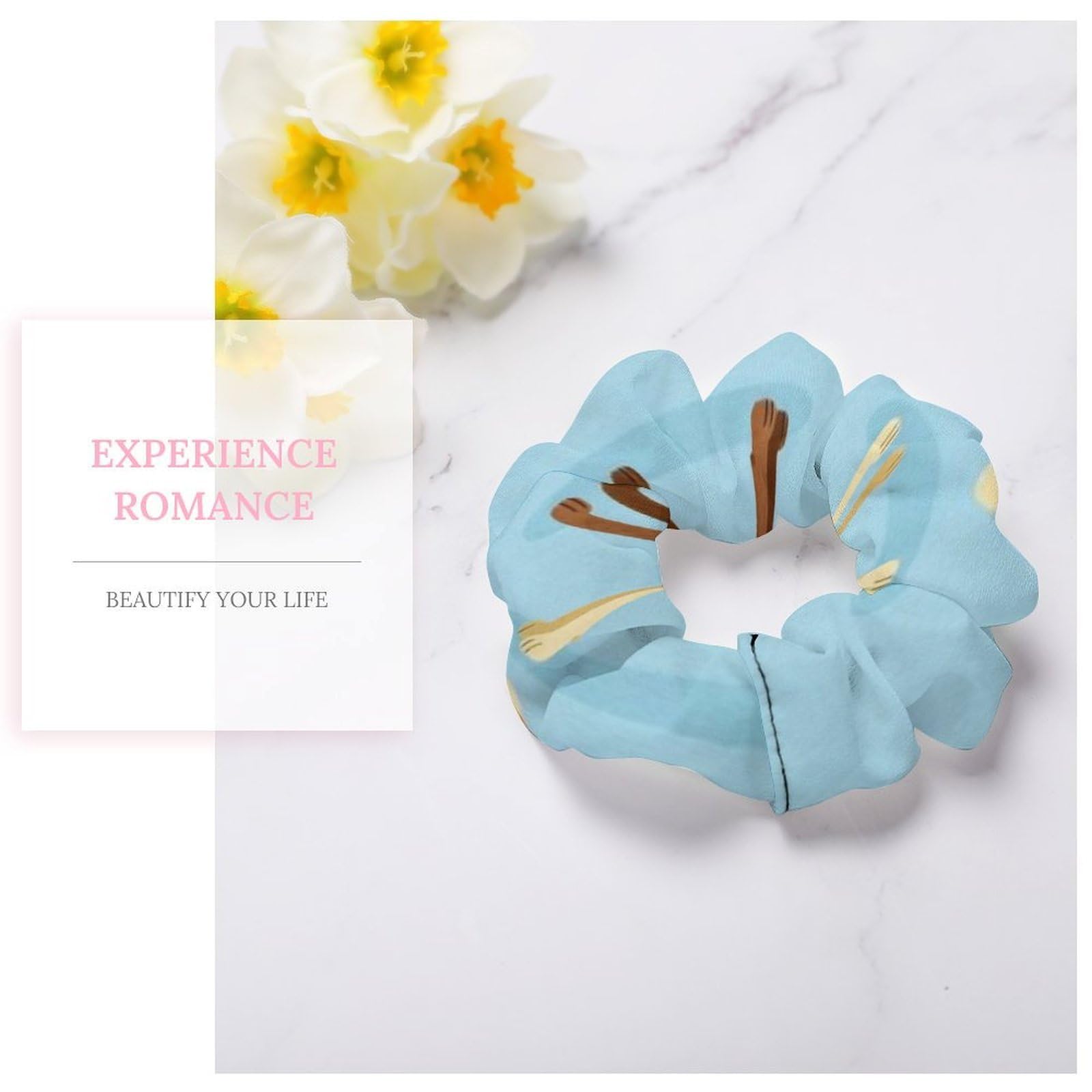 WUXEKZO women's coil ruffle scrunchie with strong elasticity, ideal for prom and casual hair styling, shown in image.
