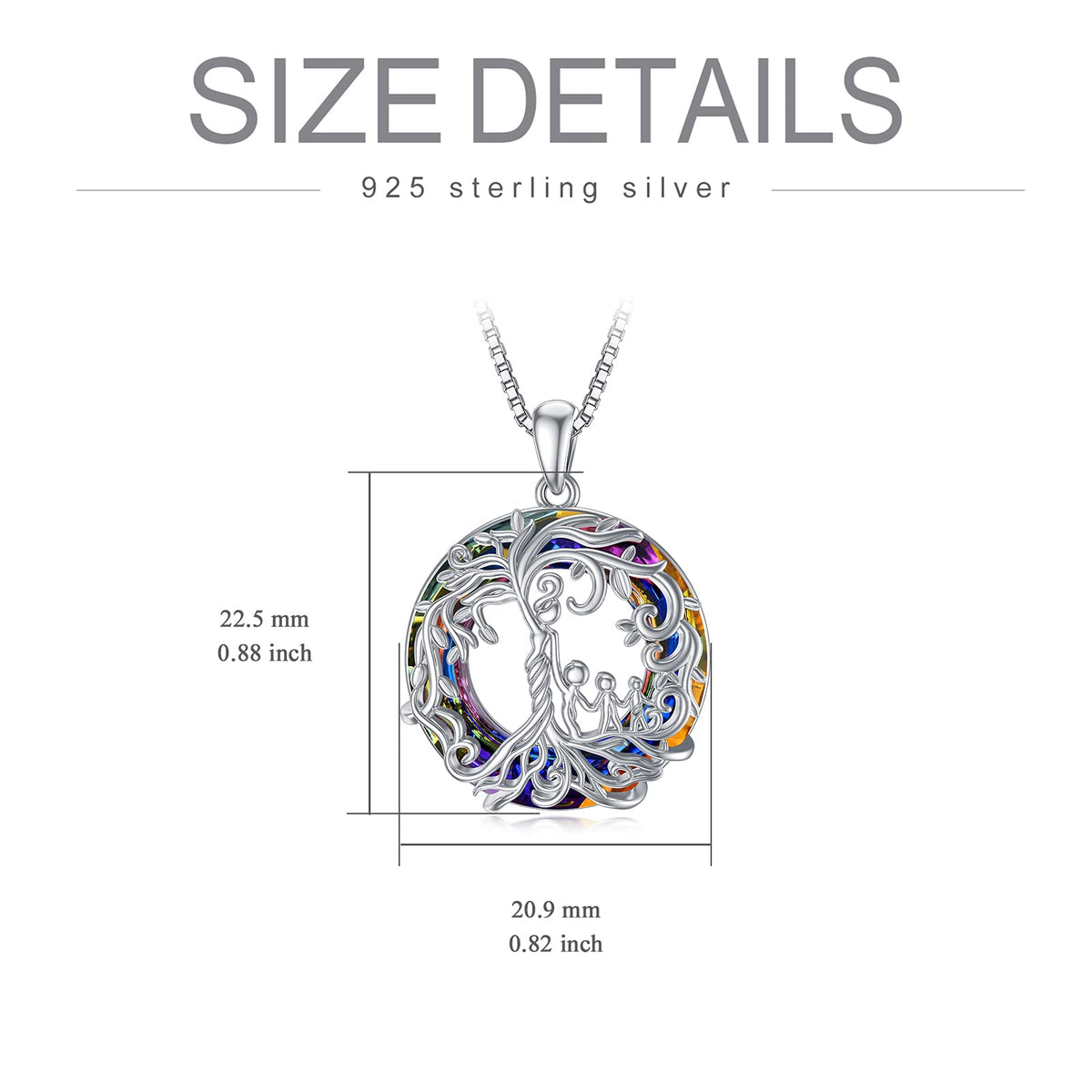 TOUPOP Gifts for Mom Mother and Daughter/Son Necklace Sterling Silver Tree of Life Pendant with Austrian Crystal Jewelry