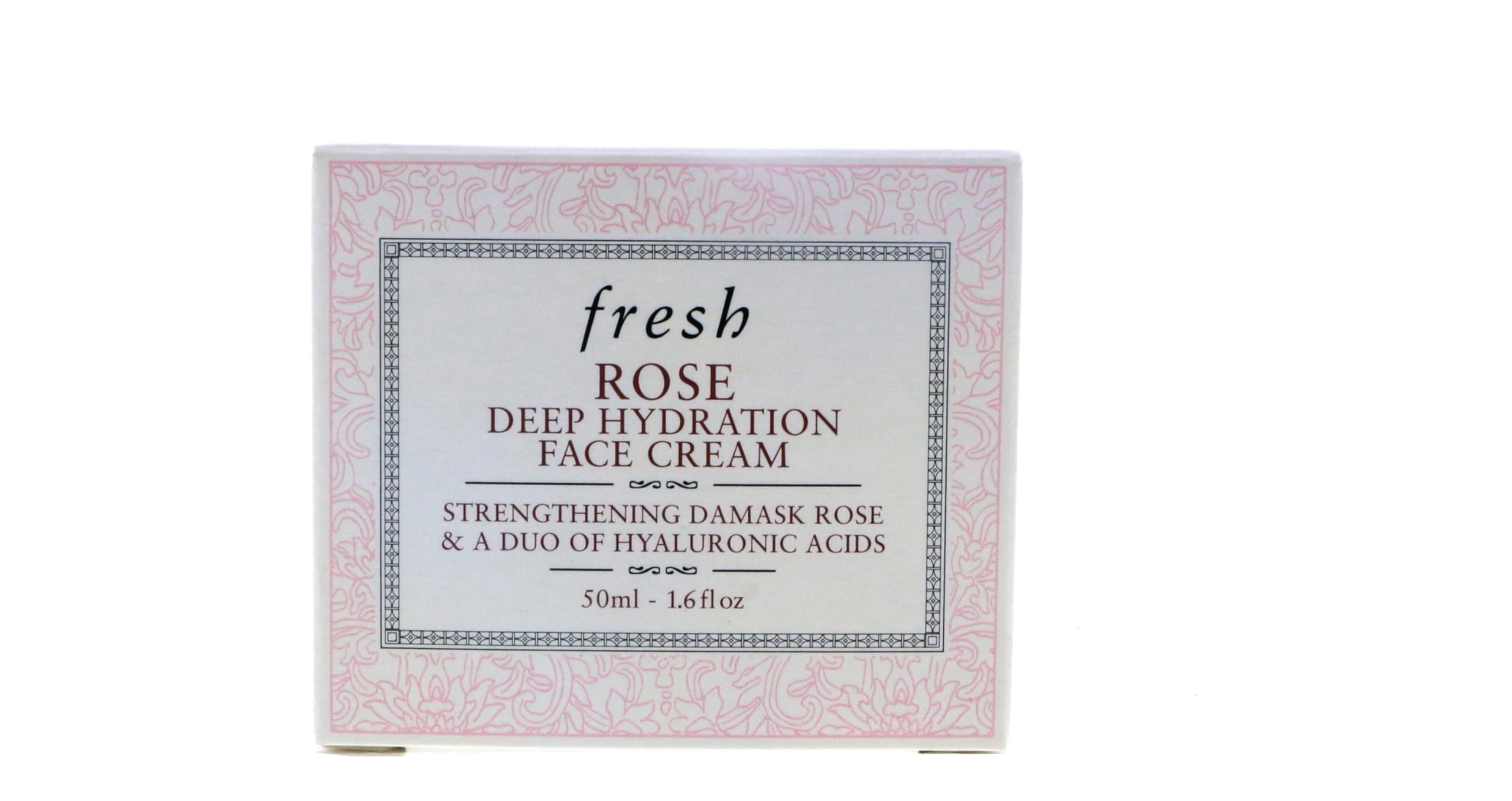 Fresh Rose Deep Hydration Face Cream in a 1.6 oz jar, featuring a soft pink rose design and a smooth, creamy texture.